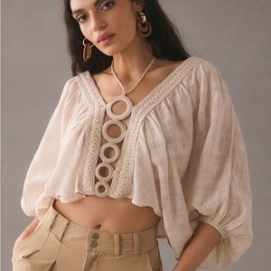 Anthropologie cropped halter boho top